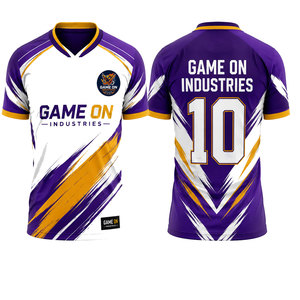 Maillots de football pour hommes en maille 100 % polyester, séchage rapide, respirants, à manches courtes, col en V, design color block, couleurs personnalisées, OEM/ODM - Product Image 1