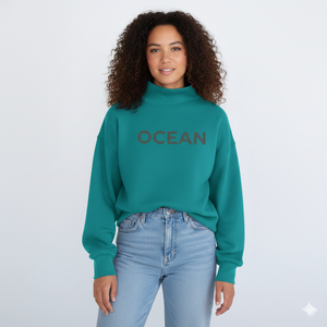 Sweat-shirt à col montant surdimensionné en molleton écologique personnalisé et brodé pour femmes, idéal pour l'hiver - Product Image 1