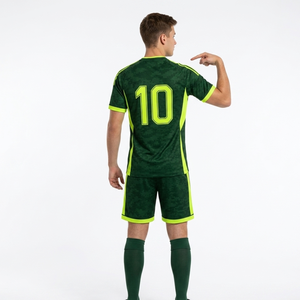 Classic Men's Quick Dry Soccer Uniform Sublimation Digital Camo Dark Green and Neon <b>Lime</b> Football Jersey Set Sportswear - Product Image 4