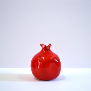 Vase à fleurs en forme de grenade rouge, céramique émaillée brillante, style Art déco, cuite à haute température, ensemble de 4 décorations de table en forme de fruit pour la maison - Product Image 3