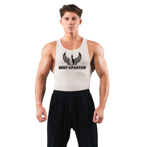 Camiseta sin mangas blanca acanalada para hombre, corte clásico, chaleco deportivo ligero, para gimnasio, entrenamiento, fitness, uso casual de verano, prenda básica - Product Image 1