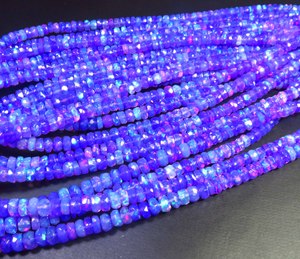 <b>Pink</b> Full Flash Opal Gemstone Beads 16" Strand Rondelle Welo Ethiopian 3.5-5.5mm Natural <b>Drilled</b> Faceted High Grade Color Play - Product Image 1