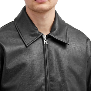 Veste en cuir véritable pour homme, décontractée, à fermeture éclair, à carreaux/uni, col en V, coupe-vent, streetwear, manches longues, automne-hiver - Product Image 6