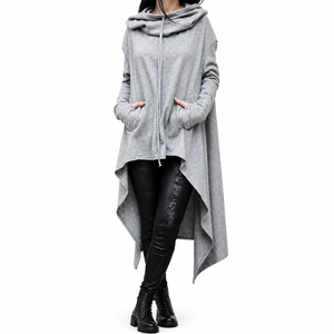 Women's Oversized Asymmetrical Cloak Hoodie Long Hooded Cardigan <b>Open</b> Front Streetwear Sweatshirt OEM Private Label - Product Image 1