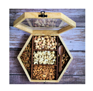 Caja de Madera para Dulces y Frutos Secos, Excelente Calidad, Rectangular, con Compartimentos y Tapa Abatible - Product Image 5
