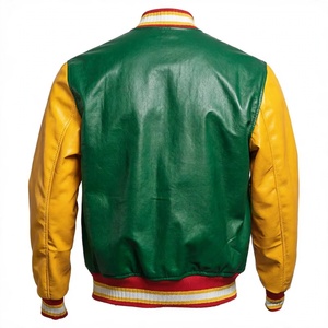 Chaqueta Varsity de Lana Personalizada, Chaqueta Letterman Verde y Amarilla, Chaqueta Bomber Retro, Chaqueta de Béisbol, Impermeable, de Secado Rápido, con Capucha - Product Image 1