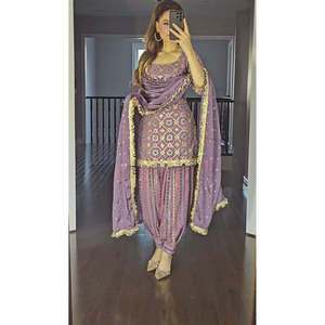Conjunto de Fiesta para Mujer de Diseñador, Top, Patiala, Salwar, Dupatta - Product Image 1