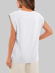 Débardeur en tricot pour femme, col en V, sans manches, couleur unie, respirant, écologique, séchage rapide, style décontracté - Product Image 2