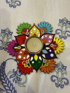 Rangoli Floral Multicolor con Soporte Central para Diya, Diseño Artesanal de Pétalos de Flores para Decoración de Diwali, Pooja, Bodas y Festividades - Product Image 6