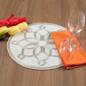 New Arrival Handcrafted Round Glass Beaded <b>Table</b> <b>Mat</b> Beaded Charger Plate Decorative Glitz <b>Table</b> <b>Mat</b> in Wholesale Price - Product Image 1