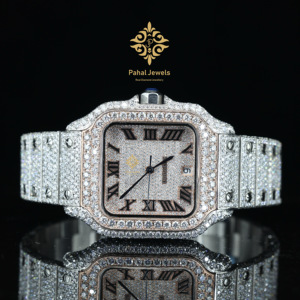 นาฬิกาเพชรหรู Pahal Jewels ตัวเรือนสแตนเลสทรงสี่เหลี่ยมผืนผ้า ระบบอัตโนมัติ ขนาด 40 มม. หน้าปัดแบบเข็ม  กระจกแซฟไฟร์ สำหรับทั้งชายและหญิง - Product Image 1