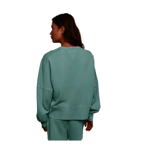 Sweat-shirt tricoté surdimensionné pour femmes, couleur unie, col rond, manches longues, coton respirant, vêtements d'automne - Product Image 2
