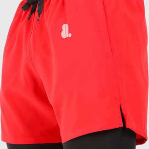 Pantalones Cortos Deportivos Rojos para Hombre, de Secado Rápido, con Cordón Ajustable, Bolsillos, Logotipo Frontal, Cintura Media, Tela de Poliéster - Product Image 4