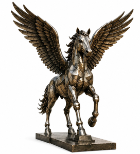 Sculpture d'animal en bronze grandeur nature, statue de cheval ailé en bronze coulé, œuvre d'art en laiton pour la décoration extérieure de jardin et de paysage - Product Image 1