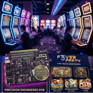 Carte de jeu d'arcade multi-jeux 3 en 1 facile à installer avec support technique 24h/24 et 7j/7 BORDEN Fever Party Happy Miner Panda Master - Product Image 4