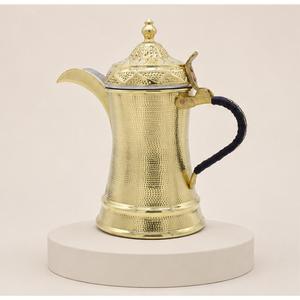Handcrafted Traditional Arabic Dallah Coffee <b>Pot</b> Premium Gold Finished Brass <b>Tea</b> Kettle with Long Spout and Decorative Lid - Product Image 6