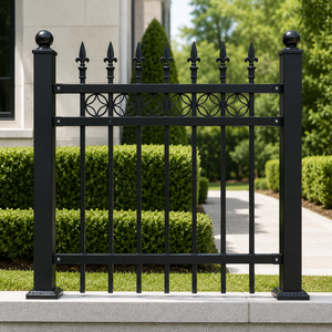 Panel de valla de hierro forjado negro con punta de lanza, barandilla decorativa de metal para jardín, reja de seguridad para villa/casa - Product Image 4