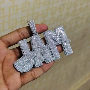 Pendentif Lettre Personnalisée Moissanite Iced Out en Argent 925 Plaqué Rhodium Micro-Pavé Taille Ronde Brillante Breloques de Luxe pour Usage Quotidien - Product Image 3