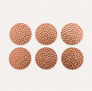 Pure Copper Hammered Coaster <b>Set</b> <b>Set</b> of <b>6</b> Round Metal Drink Coasters For Moscow Mule <b>Mugs</b> Heat Resistant & Anti-Slip Tabletop - Product Image 3