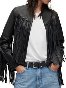 Servicio OEM Personalizado, Chaqueta Larga de Cuero con Flecos para Mujer, Estilo Occidental, Diseño Moderno al por Mayor, Tejido de Gamuza Transpirable - Product Image 6