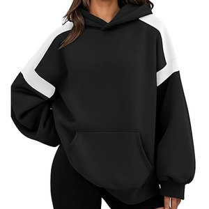 Sweat à capuche décontracté pour femme, couleur unie, respirant, écologique, avec logo personnalisé sur le devant, coupe oversize, pour l'extérieur - Product Image 1