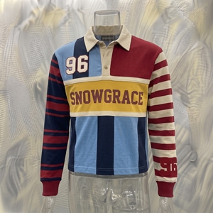 Camiseta Deportiva Unisex Snowgrace de Manga Larga con Bloques de Color, Cuello Camisero, Corte Regular, Logotipo Bordado en la Parte Delantera - Product Image 3