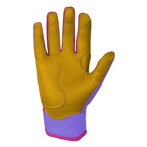 ELIXE SPORTS ES-3841 Gant de frappeur en cuir blanc avec garniture violette et fermeture auto-agrippante, durable pour l'entraînement, unisexe adulte main droite - Product Image 4