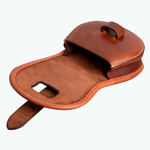 Pochette de chasse en cuir véritable marron de 15 pouces, sangle d'épaule arquée détachable, fermeture à fermoir sécurisée, design classique unisexe pour la chasse - Product Image 3