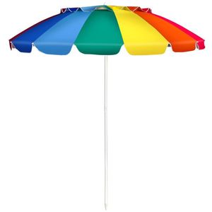 8 Ft UV Protected Beach <b>Umbrella</b> with 16 Ribbed <b>Windproof</b> Frame - Product Image 3