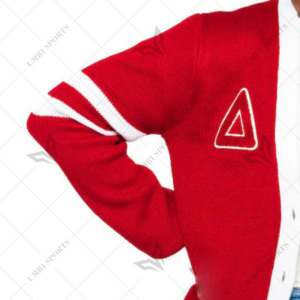 Custom DST Sorority |delta| Acrylic Knitted Women's Varsity Greek Cardigan Embroidery Logo Front <b>Covered</b> <b>Button</b> Long - Product Image 3