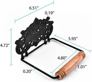 Portarrollos de Papel Higiénico de Metal Antiguo Pintado en Negro Mate de Lujo con Acabado en Níquel para Baño, Hotel o Cocina - Product Image 2