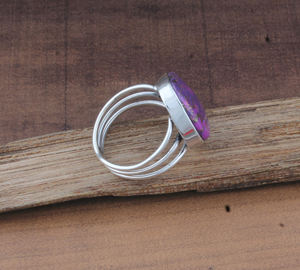 Wholesale 925 Sterling <b>Silver</b> Purple Copper Turquoise Three Layer <b>Band</b> Ring <b>Wedding</b> Gift for Women - Product Image 6