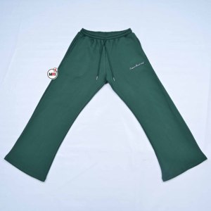 Pantalon de survêtement vert pour homme MRI, taille élastique avec cordon de serrage, décontracté, mi-lourd, tricoté, pour l'automne, avec logo brodé sur la jambe droite - Product Image 1