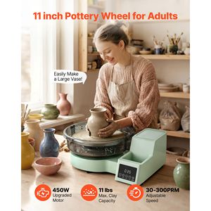 Tornio per Ceramica Elettrico da Tavolo in Alluminio da 11 Pollici, 450W, per Adulti, con Pedale e Velocità Regolabile 30-300 RPM - Product Image 2