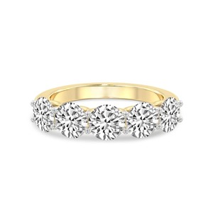 Vibrant Round Five Stone Band Lab Grown Diamond 0.50 Ct Tw 14K Solid Gold FG Color VS Clarity 5 Diamond Lively Row Sparkle - Product Image 2