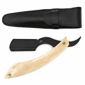 Navaja de afeitar Cut Throat Razor The Cutlass, navaja de seguridad de filo recto con mango de madera plegable, hecha de hueso de búfalo. - Product Image 1