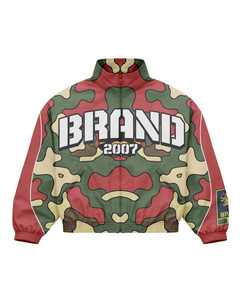 Chaqueta con cremallera y estampado de camuflaje para hombre, estilo urbano, manga larga, cuello alto, otoño 2026, con logo frontal, conjunto corto. - Product Image 1