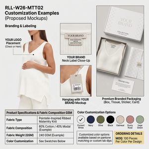 Haut de maternité pour femme en coton tricoté, col en V, fente latérale, sans manches, logo personnalisé, fournisseur en gros - Product Image 5