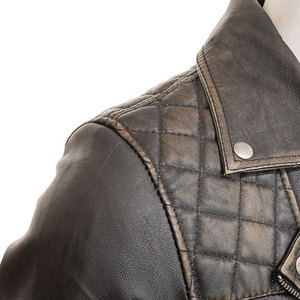 Veste en cuir de style vintage à col montant enduit, disponible en OEM, pour hommes, respirante, confortable, avec logo sur le devant - Product Image 4
