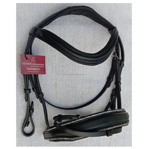 Santalina Qualité Cheval Cuir Couronne Bride Doux Blanc Rembourré Muserolé et Cristal Brow Band Nice pour Votre Cheval - Product Image 4