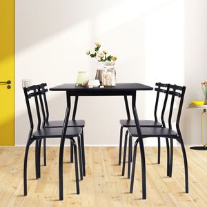 Juego de Mesa de Comedor de 5 Piezas con 4 Sillas y Respaldos para Restaurantes - Product Image 3