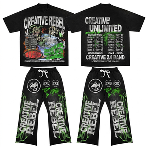 เสื้อยืดคอตตอนพรีเมียมสีดำ 240 GSM ลายกราฟิก พร้อมกางเกงขายาว ชุดเซ็ต พิมพ์ลายสกรีน โลโก้สั่งทำ เสื้อยืดและกางเกงสำหรับผู้ชาย - Product Image 6