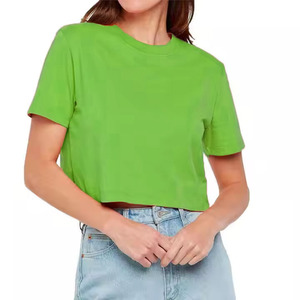 Nouveau t-shirt femme col rond, coupe slim, couleur unie, manches courtes, personnalisable, pour le fitness et le quotidien. - Product Image 1