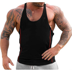 Men's <b>Black</b> Solid Color Sporty Tank Top Quick Dry <b>Knitted</b> O-Neck Sleeveless Workout <b>Vest</b> - Product Image 1