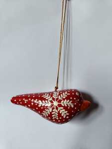 Ornement d'oiseau pinson en verre fait main, taille moyenne, à suspendre, décoration traditionnelle pour arbre de Noël - Product Image 4