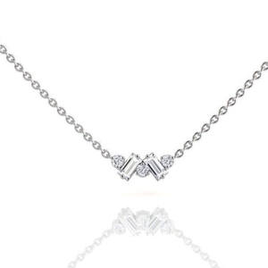 Customizable Brilliant Cut Baguette-cut Zircon Stones 925 <b>Sterling</b> <b>Silver</b> Link <b>Chain</b> Pendant Necklace <b>for</b> <b>Women</b> Party Occasions - Product Image 1