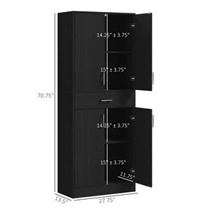 Dispensa da cucina moderna nera anticata da 71 pollici con cassetto e ripiano regolabili, dispensa alta in metallo autoportante - Product Image 3