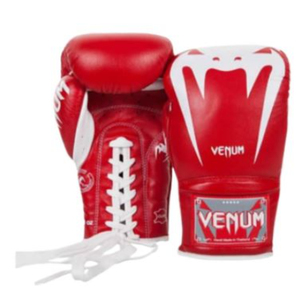 Guantes de boxeo rojos con cordones, guantes de entrenamiento ligeros para entrenamiento en gimnasio, guantes de boxeo Muay Thai - Product Image 5