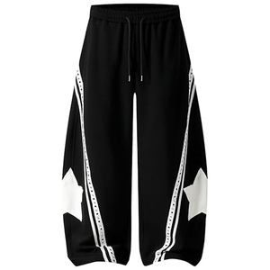 <b>Baggy</b> <b>Trousers</b> <b>Men</b> Women Loose Fit Lightweight Casual Breathable Eco-Friendly 100% Cotton Streetwear Sweatpants Wide Leg Joggers - Product Image 1