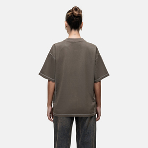 T-shirt à manches courtes col rond surdimensionné pour femme, couleur unie, coupe ample, jersey 100% coton, respirant, style toutes saisons - Product Image 6